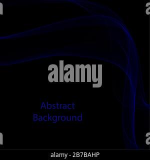 Blaue rauchige Welle auf schwarzem Hintergrund. Präsentationsvorlage. Layout für Cover, Broschüre, Flyer, Banner, Karte, Zertifikat Stock Vektor