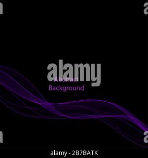 Blaue rauchige Welle auf schwarzem Hintergrund. Präsentationsvorlage. Layout für Cover, Broschüre, Flyer, Banner, Karte, Zertifikat Stock Vektor