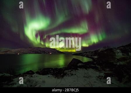 Aurora borealis bei tromso norwegen Stockfoto