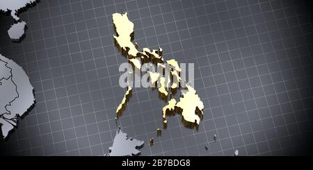 Philippinen - Länderform - 3D-Abbildung Stockfoto