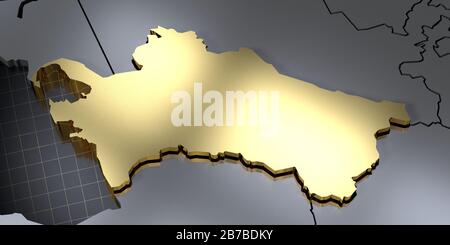 Turkmenistan - Länderform - 3D-Abbildung Stockfoto