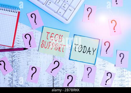 Technischer Support für Handschrifterschreiben. Konzeptionelle Fotoberatung und Fehlerbehebungsservice durch Hersteller von Schreibtools und Computermaterial Stockfoto