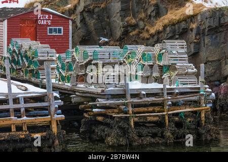 Angelstellen im Champney's West, heute Teil der Stadt Trinity Bight, in Neufundland, Kanada[keine Eigentumsfreigaben; für redaktionelle Lizenznehmer verfügbar Stockfoto