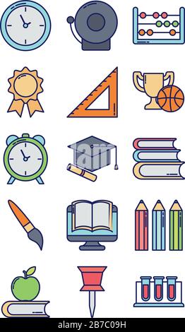 Symbolsatz Lehrer Tag-, Linien- und Füllstyle-Symbol Vektorgrafiken Design Stock Vektor