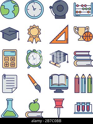 Symbolsatz Lehrer Tag-, Linien- und Füllstyle-Symbol Vektorgrafiken Design Stock Vektor