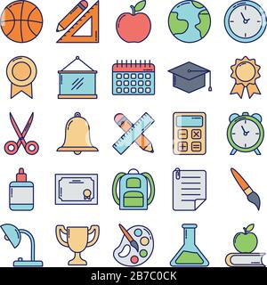 Symbolsatz Lehrer Tag-, Linien- und Füllstyle-Symbol Vektorgrafiken Design Stock Vektor