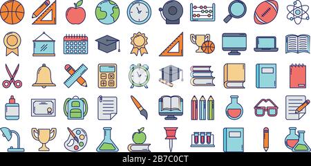 Symbolsatz Lehrer Tag-, Linien- und Füllstyle-Symbol Vektorgrafiken Design Stock Vektor