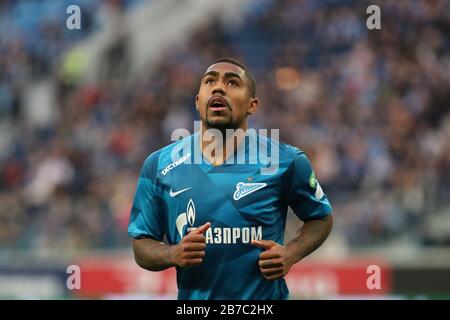 Sankt Petersburg, Russland. März 2020. Malcom (Silva de Oliveira Malcom Filipe) von Zenit feiert, nachdem er beim Spiel der russischen Premier League zwischen dem FC Zenit St. Petersburg und dem FC Ural Jekaterinburg ein Tor erzielt hatte. (Endstand; Zenit St. Petersburg 7:1 Ural Jekaterinburg) Credit: Sopa Images Limited/Alamy Live News Stockfoto