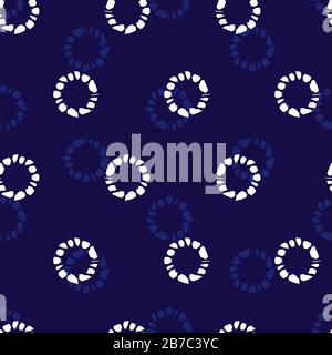 Vektor blau shibori Kreis nahtlose Muster. Geeignet für textile, Geschenkpapier und Tapeten. Stock Vektor