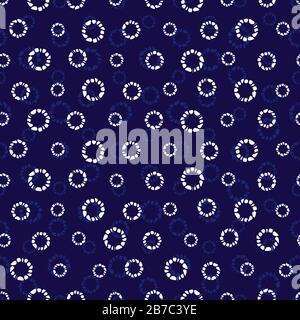 Vektor blau shibori einfacher Kreis polkadot nahtloses Muster. Geeignet für Textil, Geschenkverpackung und Tapete. Stock Vektor