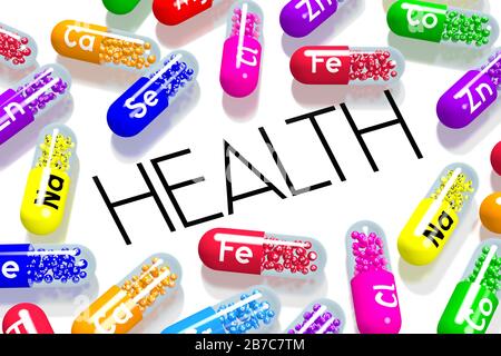 Gesundheitskonzept - bunte Pillen Stockfoto