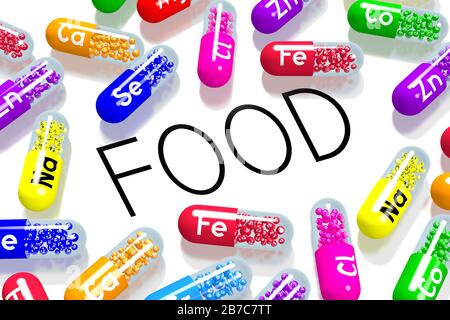 Lebensmittelkonzept - bunte Pillen Stockfoto