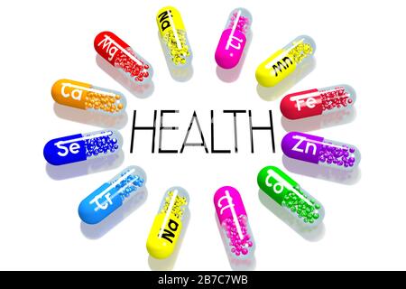 Gesundheitskonzept - bunte Pillen Stockfoto
