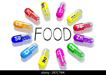 Lebensmittelkonzept - bunte Pillen Stockfoto