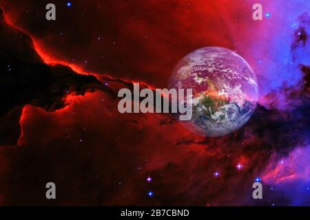 Planet Erde im Weltraum. Elemente dieses Bildes, das von der NASA eingerichtet wurde. Stockfoto