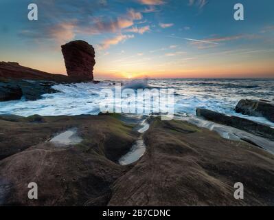 The Deil's Heid (Devils Head) Sea Stack, Seaton Cliffs, Arbroath, Angus Stockfoto