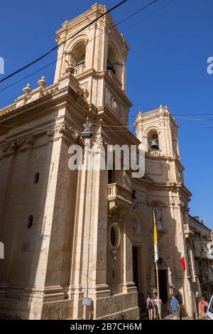 Basilika St. Dominic in Valletta, Malta, im 19. Jahrhundert, im Stil des Barock Stockfoto