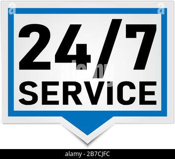 24 7-Symbol. Service 24 Stunden am Tag und 7 Tage die Woche Stock Vektor