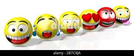 Emojis/Emoticons - verschiedene Gesichtsausdrücke - 3D-Rendering Stockfoto