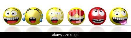 Emojis/Emoticons - verschiedene Gesichtsausdrücke - 3D-Rendering Stockfoto