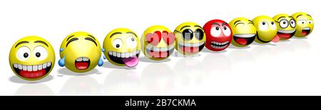 Emojis/Emoticons - verschiedene Gesichtsausdrücke - 3D-Rendering Stockfoto