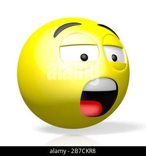 Gelangweilte Emoticon - 3D-Rendering Stockfoto