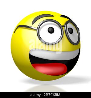 Emoticon mit Brille - 3D-Rendering Stockfoto