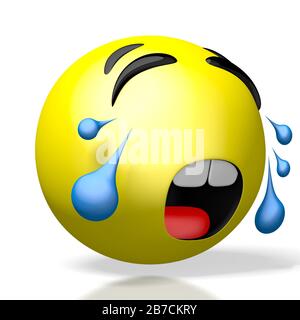 Weinendes Emoticon - 3D-Rendering Stockfoto