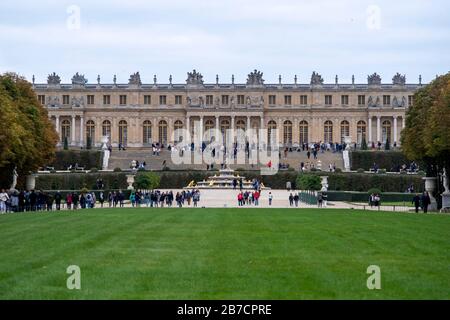 Die Westfassade des Schlosses von Versailles, Frankreich Stockfoto