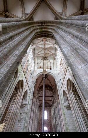 Mont-Saint-Michel-Kloster Interieur, Normandie, Frankreich, Europa Stockfoto