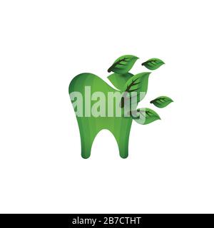 Natur Zahnblatt Logo Zähne Logo Ideen. Inspiration Logo Design. Darstellung Des Vektor-Vorlagenbildes. Isoliert Auf Weißem Hintergrund Stock Vektor