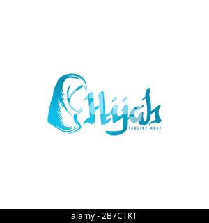 Kreative Ideen mit blauem Hijab-Logo. Inspiration Logo Design. Darstellung Des Vektor-Vorlagenbildes. Isoliert Auf Weißem Hintergrund Stock Vektor