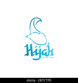 Kreative Ideen mit blauem Hijab-Logo. Inspiration Logo Design. Darstellung Des Vektor-Vorlagenbildes. Isoliert Auf Weißem Hintergrund Stock Vektor