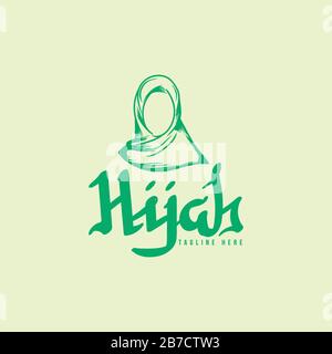 Hijab-Logo mit Textbereich für Ihren Slogan/Tag, Logo Ideen. Inspiration Logo Design. Darstellung Des Vektor-Vorlagenbildes. Isoliert Auf Weißem Hintergrund Stock Vektor