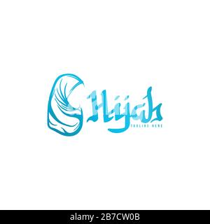 Kreative Ideen mit blauem Hijab-Logo. Inspiration Logo Design. Darstellung Des Vektor-Vorlagenbildes. Isoliert Auf Weißem Hintergrund Stock Vektor