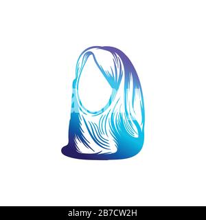 Kreative Ideen mit blauem Hijab-Logo. Inspiration Logo Design. Darstellung Des Vektor-Vorlagenbildes. Isoliert Auf Weißem Hintergrund Stock Vektor