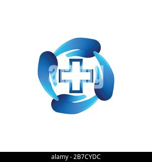 Handpflege, medizinische Pharmazie, Logo-Ideen. Inspiration Logo Design. Darstellung Des Vektor-Vorlagenbildes. Isoliert Auf Weißem Hintergrund Stock Vektor