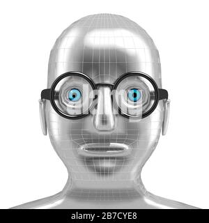 3D-Roboter mit Brille Stockfoto