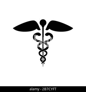 Caduceus Gesundheitssymbol Asclepius's Wand Logo Ideen. Inspiration Logo Design. Darstellung Des Vektor-Vorlagenbildes. Isoliert Auf Weißem Hintergrund Stock Vektor