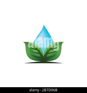 Ideen für das Logo "Leaf" und "Water Drop". Inspiration Logo Design. Darstellung Des Vektor-Vorlagenbildes. Isoliert Auf Weißem Hintergrund Stock Vektor