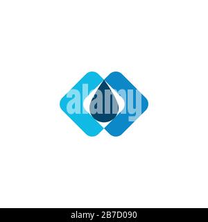 Wassertropfen, mineralische, negative Raumlogo-Ideen. Inspiration Logo Design. Darstellung Des Vektor-Vorlagenbildes. Isoliert Auf Weißem Hintergrund Stock Vektor