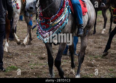 Sindirgi, Balikesir/Türkei - 15.11.2015: Ein Blick aus dem türkischen Javelin-Spiel während des Etnospor Culture Festivals. Stockfoto