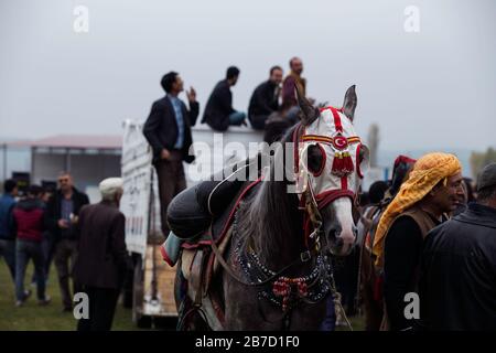 Sindirgi, Balikesir/Türkei - 15.11.2015: Ein Blick aus dem türkischen Javelin-Spiel während des Etnospor Culture Festivals. Stockfoto