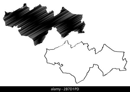 Gemeinde Krustpils (Republik Lettland, Verwaltungsgebiete von Lettland, Gemeinden und deren Gebietseinheiten) Kartenvektorabbildung, s Stock Vektor