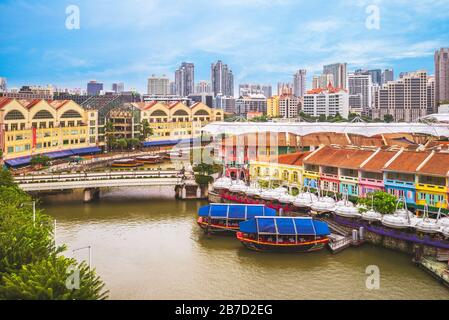 Luftaufnahme von Clarke Quay in Singapur Stockfoto