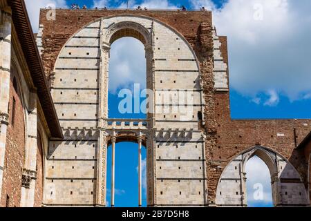 Facciatone, eine Panoramaterasse auf der Piazza del Duomo in Siena, Toskana, Italien Stockfoto