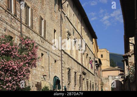 Via Frate Elia, Assisi Altstadt, Umbrien, Italien Stockfoto