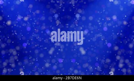 Abstrakt glänzende Staubpartikel auf Blau mit Bokeh, Licht und Flare Stockfoto