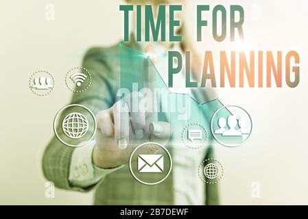 Text zeichen Zeit für die Planung. Business Foto text Ausübung bewusste Kontrolle über bestimmte Aktivitäten aufgewendet Stockfoto