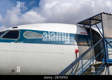 BEA Trident DH121 Aircraft Section de Havilland Aircraft Museum, Großbritannien Stockfoto